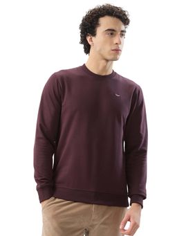 Park Avenue - Slim Fit Solid Fancy Burgundy Sweatshirt