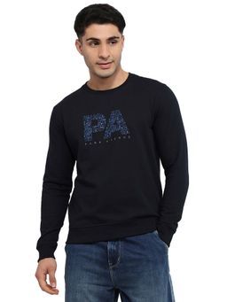 Park Avenue - Slim Fit Printed Fancy Blue Sweatshirt