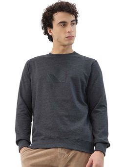 Park Avenue - Slim Fit Printed Grey Sweatshirt