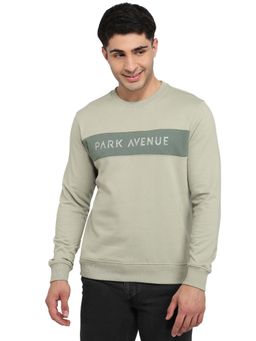 Park Avenue - Slim Fit Cut and Sew Medium Green Sweatshirt