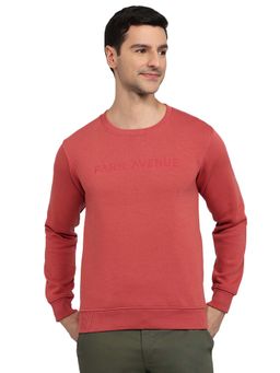 Park Avenue - Slim Fit Self Design Medium Red Sweatshirt