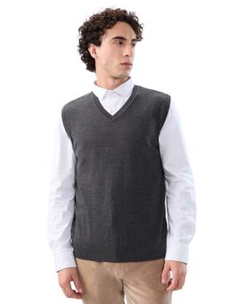 Park Avenue - Regular Fit Solid Dark Grey Sweater