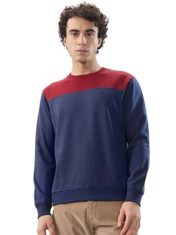 Raymond - Regular Fit Colorblock Dark Blue Sweatshirt