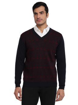 Raymond - Regular Fit Argyle Dark Blue Sweater