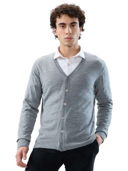 Raymond - Regular Fit Solid Dark Grey Cardigan