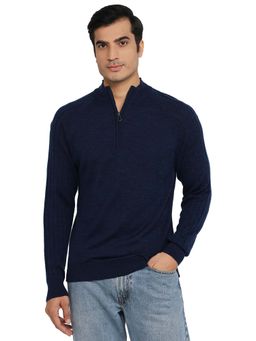 Raymond - Regular Fit Structure Medium Blue Sweater