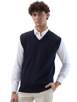Raymond - Regular Fit Solid Dark Blue Sweater