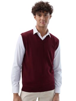 Raymond - Regular Fit Solid Dark Maroon Sweater