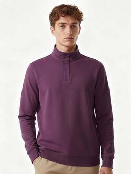DaMENSCH - Men Purple High-Neck Sweatshirt