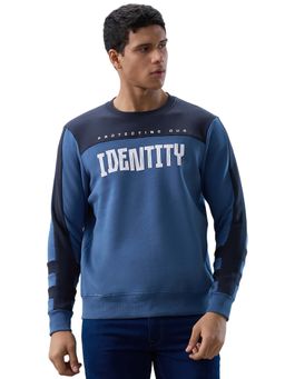 Parx - Regular Fit Cut and Sew Dark Blue Sweatshirt
