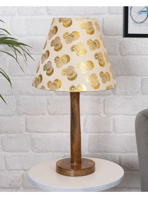 Homesake Table Lamp Wood Nordic Stick Gold Peacock