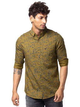 Spykar - Olive Full Sleeves Poplin Shirt for Men