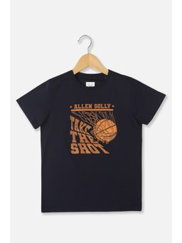 Allen Solly - Boys Navy Blue Graphic Round Neck Regular Fit T-Shirt