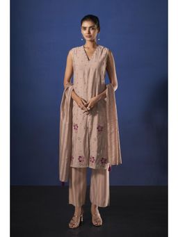 Autumnlane - Tan Alena Shamrock Work Kurta with Pant and Dupatta (Set of 3)