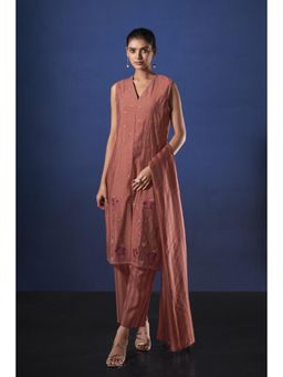 Autumnlane - Rust Alena Shamrock Work Kurta with Pant and Dupatta (Set of 3)