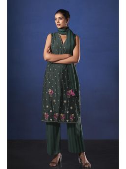Autumnlane - Green Alena Shamrock Work Kurta with Pant and Dupatta (Set of 3)