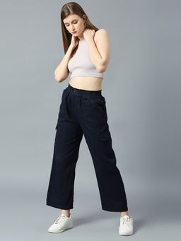 High Star - Women Denim Flared High-Rise Parallel Trousers