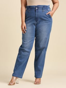High Star - Women Blue High-Rise Low Distress Light Fade Stretchable Jeans