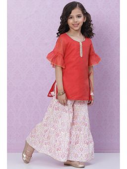 Biba - Girls Red Sharara (Set of 2)