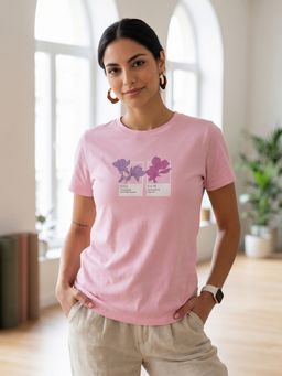 Nobero - Printed Pink T-Shirt