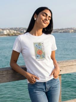 Nobero - Printed White T-Shirt