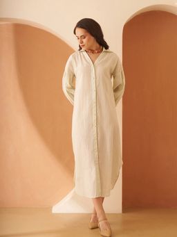AMAGYAA - Green Stripe Shirt Dress