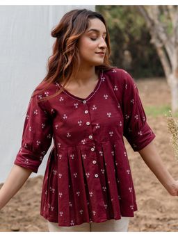 Babli - Maroon Peplum Top
