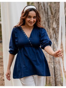 Babli - Navy Blue Peplum Top