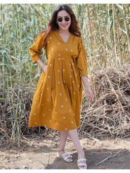 Babli - Marigold Yellow Weave Dress