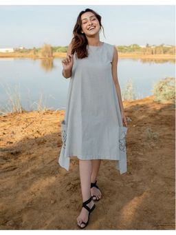Babli - Solid Grey Sleeveless Dress