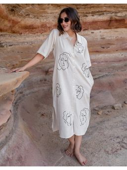 Babli - Artsy Cream Shirt Dress