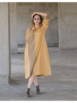 Babli - Coffee Bean Brown Weave Shirt Dress