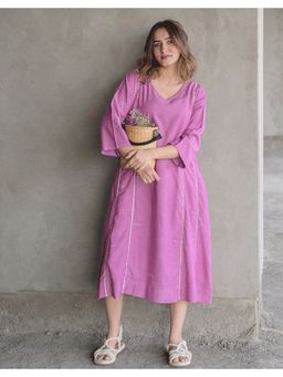 Babli - Plum Petal Purple Embroidered Dress