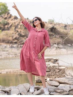 Babli - Rouge Pink Weave Dress