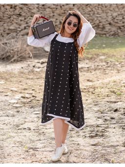 Babli - Black Weave Dress with Top