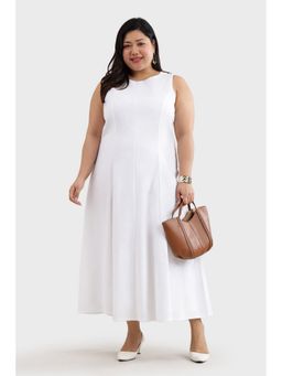 Virgio - White Cotton Aline Plus Size Dress