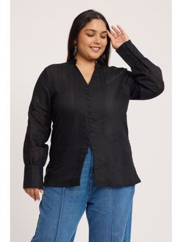 Virgio - Self Design Viscose Mandarin Split Shirt