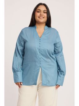 Virgio - Self Design Viscose Mandarin Plus Size Shirt