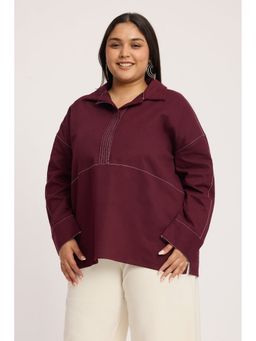 Virgio - Solid Cotton Half Placket Plus Size Shirt