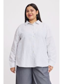 Virgio - Striped Cotton Striped Plus Size Shirt