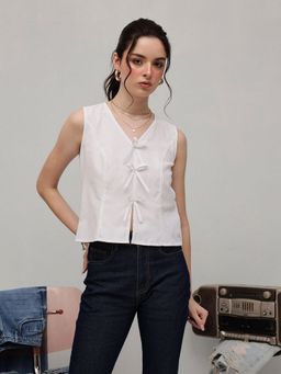 STREET 9 - White Bow Crop Top