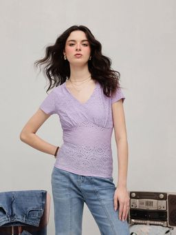 STREET 9 - Lavender Schiffli Top