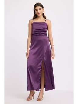 Virgio - Purple Polyester Strapless Dress