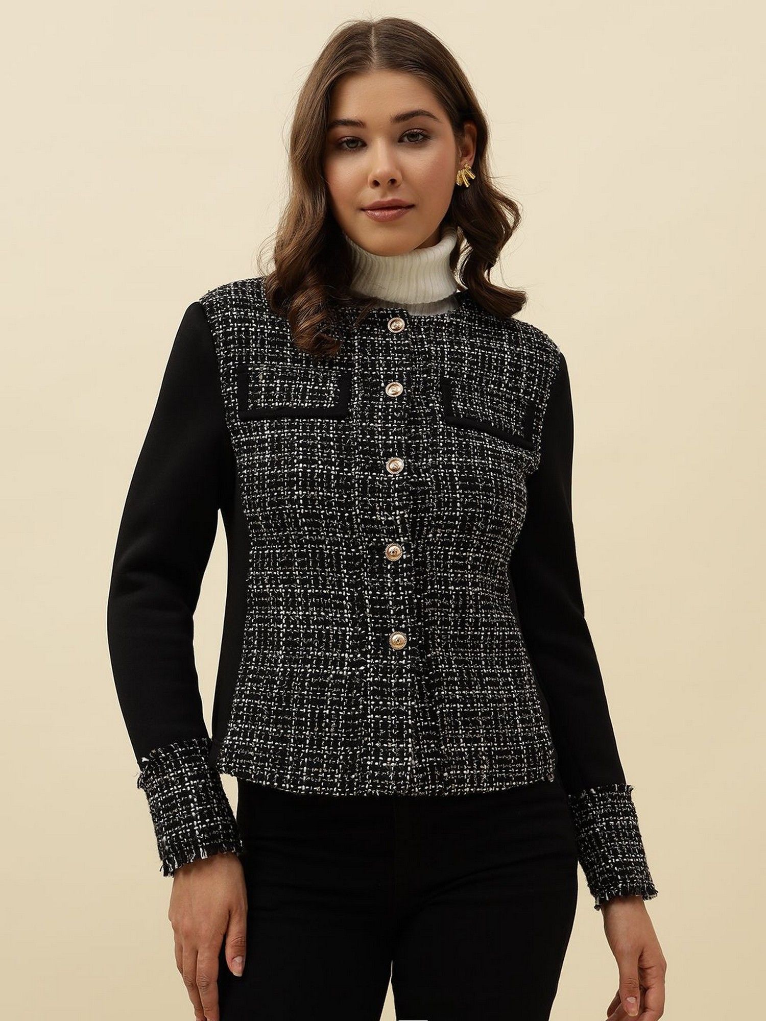 beatnik Black Front Open Jacket-picture-23