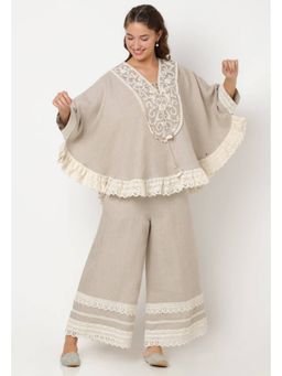 Kaveri - Halo Blooms Ruffle Circle Kurta With Palazzo