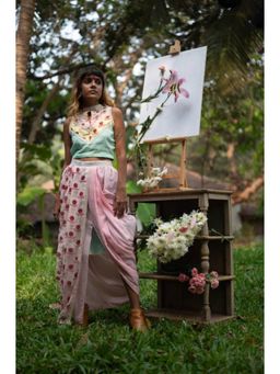 PRATHAA - Set- In-Cut Blouse With Dhoti Drape Skirt - Snigdha