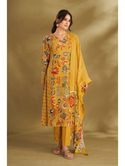AFFROZ - Dandelion Yellow A-Line Kurta with Pant and Dupatta