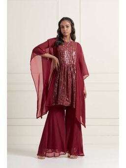 AFFROZ - Layla Burgundy Kurta with Sharara
