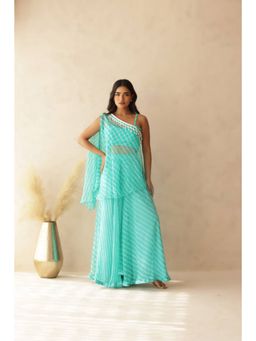 DEASHA INDIA - Women Blue Georgette Striped Blouse with Palazzo