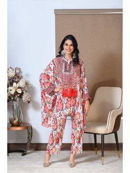 "Two Sisters" by Gyans - Multi-Color Crepe Printed Mandarin Neck Kurta And Pant